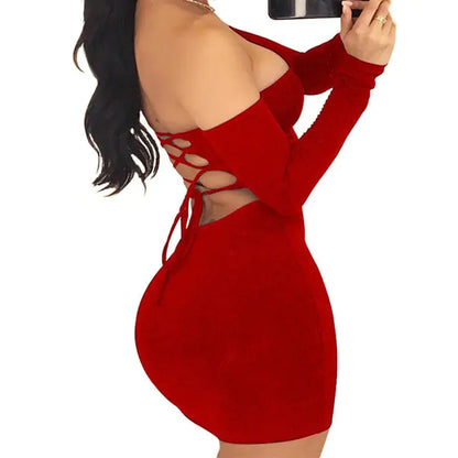 Long Sleeve Backless Night Club Dress