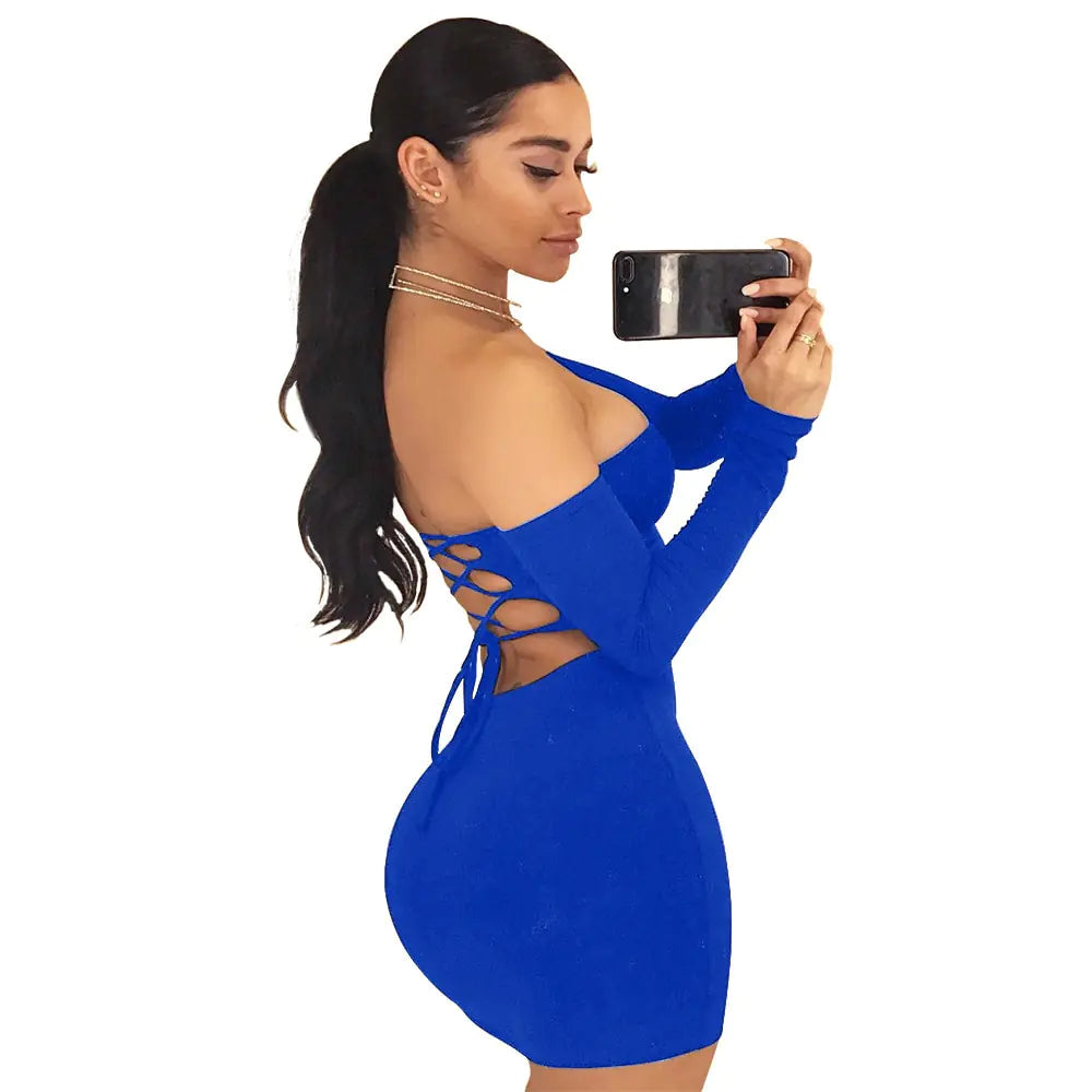 Long Sleeve Backless Night Club Dress