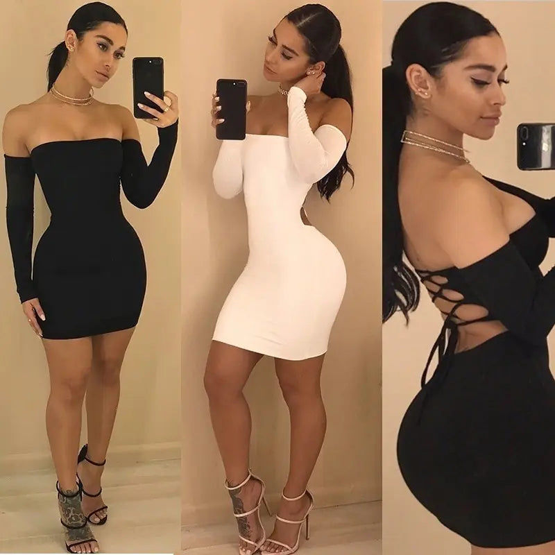 Long Sleeve Backless Night Club Dress